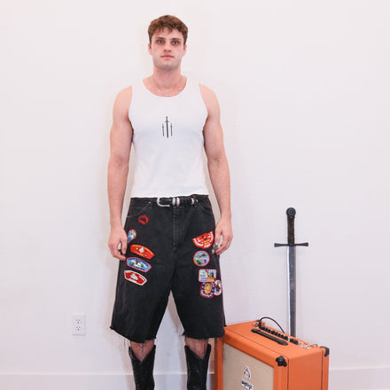 Vince Black Red Patch Jorts 40x15